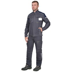 Костюм "ДЖЕТ 2" куртка, полукомбинезон (или брюки)т-серый с синим тк. мех. стрейч с ВО